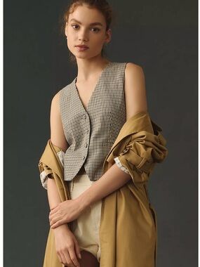 Maeve Plaid Vest by Anthropologie size 4